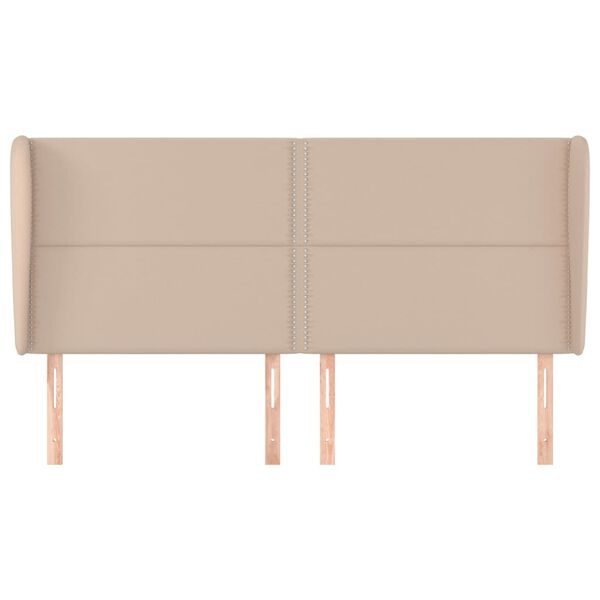 vidaXL Hoofdbord met randen 183x23x118/128cm kunstleer cappuccinokleur