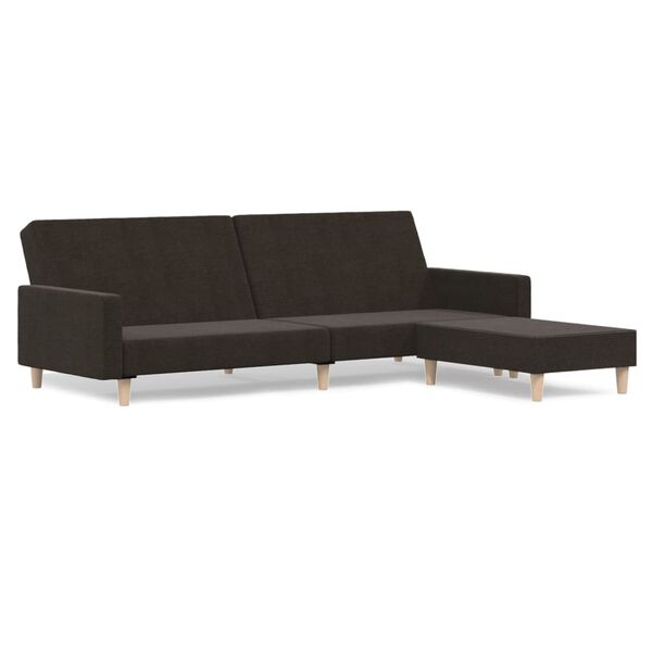 vidaXL Slaapbank 2-zits met voetenbank stof donkerbruin