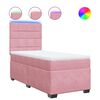 vidaXL Boxspring met matras fluweel roze 90x200 cm