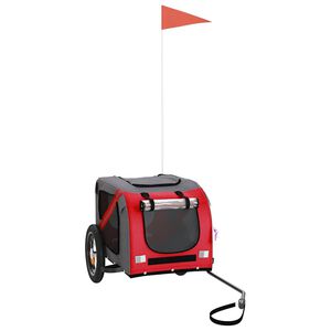 vidaXL Hondenfietstrailer oxford stof en ijzer rood en grijs