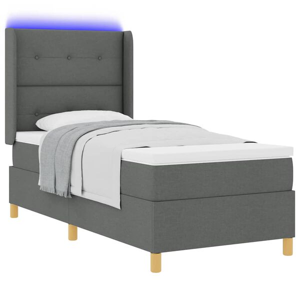 vidaXL Boxspringbed met matras met LED Grijs 80 x 200 cm Stof