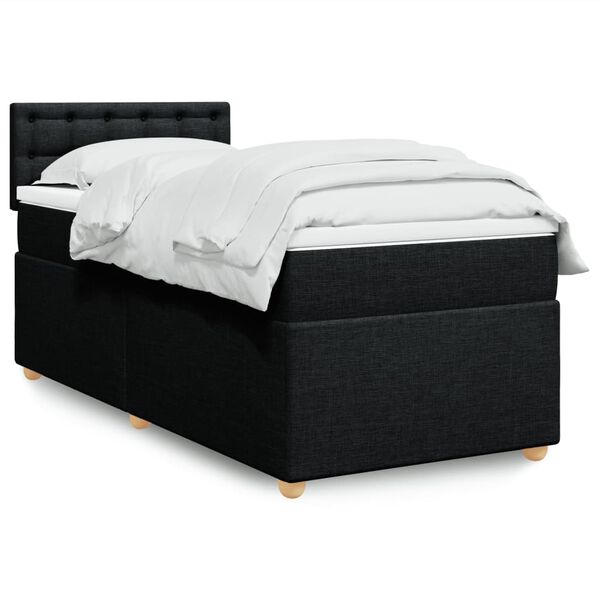 vidaXL Boxspring met matras stof zwart 90x190 cm