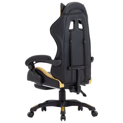 vidaXL Racestoel met voetensteun kunstleer goudkleurig en zwart