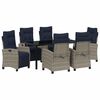 vidaXL Tuin eettafelset met kussen 7 pcs Grijs poly rattan