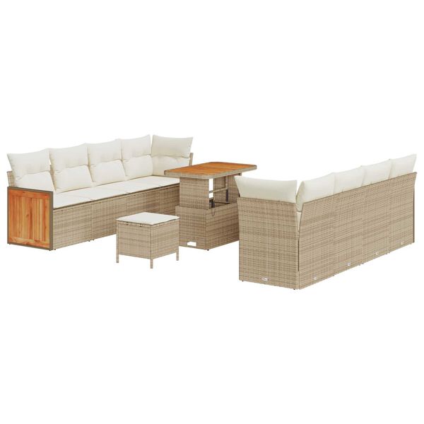 vidaXL Tuinbankenset met kussen 12 pcs Beige en Cr&egrave;me poly rattan