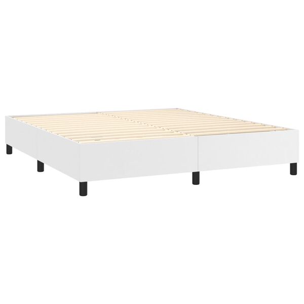 vidaXL Boxspring met matras kunstleer wit 160x200 cm