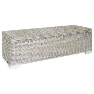 vidaXL Opbergbox 110 cm natuurlijk kubu rattan & massief mahoniehout wit