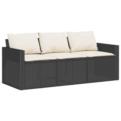 vidaXL Tuinbank 3-zits met kussens poly rattan bruin