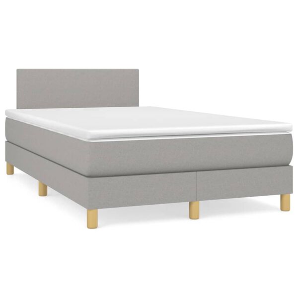 vidaXL Boxspring met matras stof lichtgrijs 120x190 cm