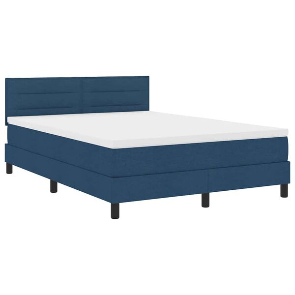 vidaXL Boxspring bed met matras met LED Blauw 140 x 190 cm Stof