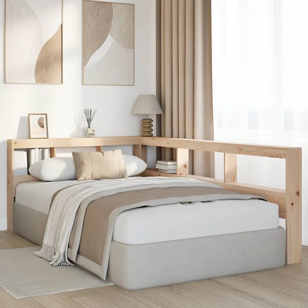 vidaXL Boekenkast Hoofdeinde L-vormig 120 cm massief grenenhout