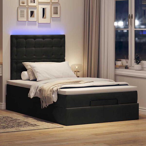 vidaXL Ottoman bed met matrassen en LED's 120x190cm fluweel zwart