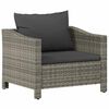 vidaXL Tuinfauteuil met kussen grijs poly rattan