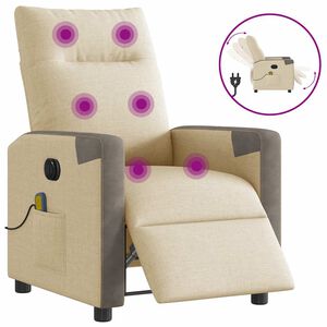 vidaXL Massagestoel elektrisch verstelbaar stof cr&egrave;mekleurig