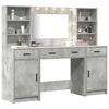 vidaXL Make-up tafel set met LED 3 pcs Beton Grijs Bewerkt hout