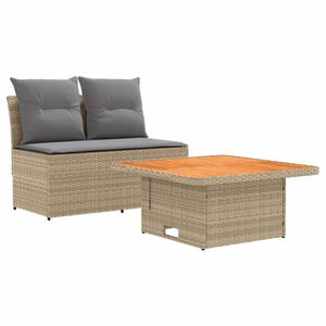 vidaXL 2 Stuk Tuin middelste sofa met uitschuiftafel poly rattan