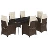 vidaXL 7-delige Tuinset met kussens poly rattan bruin