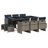 vidaXL 11-delige tuinset met kussens, grijs polyrotan