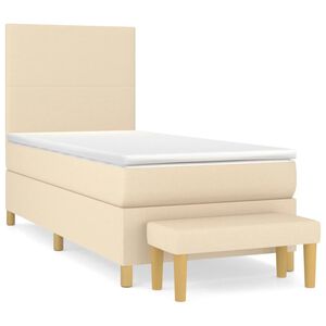 vidaXL Boxspring met matras stof cr&egrave;mekleurig 80x200 cm