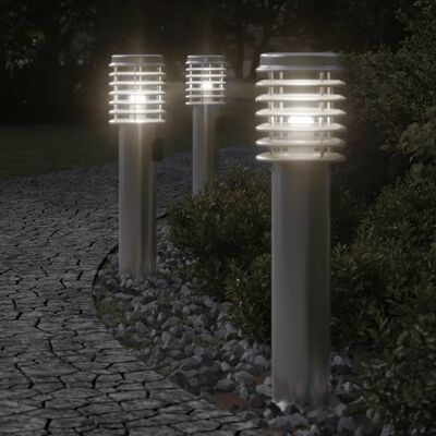 vidaXL Buitenvloerlamp met stopcontact 60 cm roestvrijstaal zilver