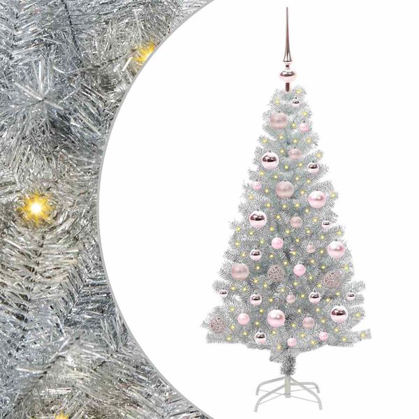 vidaXL Kerstboom met 150 LED met standaard Zilver 120 cm PET