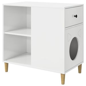vidaXL Kattenhuis Glanzend Wit 72 x 42,5 x 70 cm Bewerkt hout