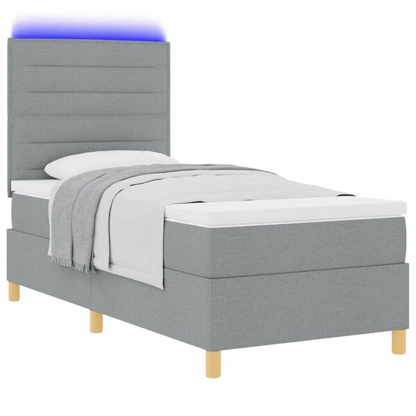 vidaXL Boxspring bed met matras Lichtgrijs 100 x 200 cm Stof