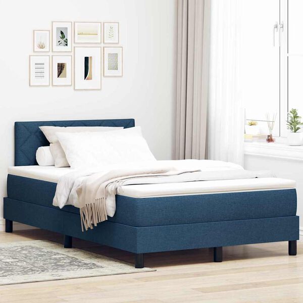 vidaXL Boxspringbed met matras met hoofdeinde Blauw 120 x 190 cm Stof