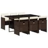vidaXL 7-delige Tuinset met kussens poly rattan bruin