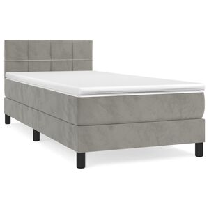 vidaXL Boxspring met matras fluweel lichtgrijs 80x200 cm