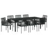 vidaXL Tuin eettafelset 9 st Zwart PE Rattan