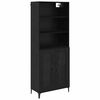 vidaXL Hoge kast Zwart Eiken 69,5 x 34 x 180 cm Bewerkt hout