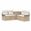 vidaXL Bankstel 5 st Beige en Cr&egrave;me Wit Poly Rattan en Staal