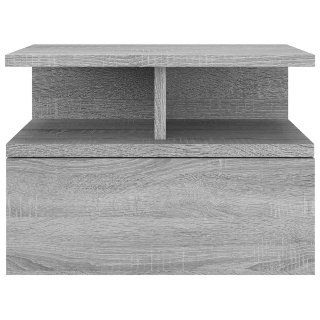 vidaXL Nachtkastje zwevend 40x31x27 cm bewerkt hout betongrijs | Leen