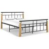 vidaXL Bedframe metaal en massief eikenhout 140x200 cm