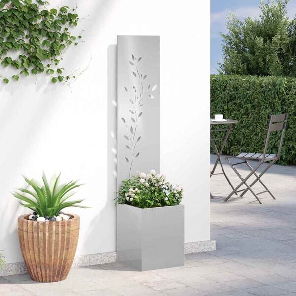 vidaXL Tuin Privacy Screen Bloemen Zilver 32 x 140 cm Roestvrij staal
