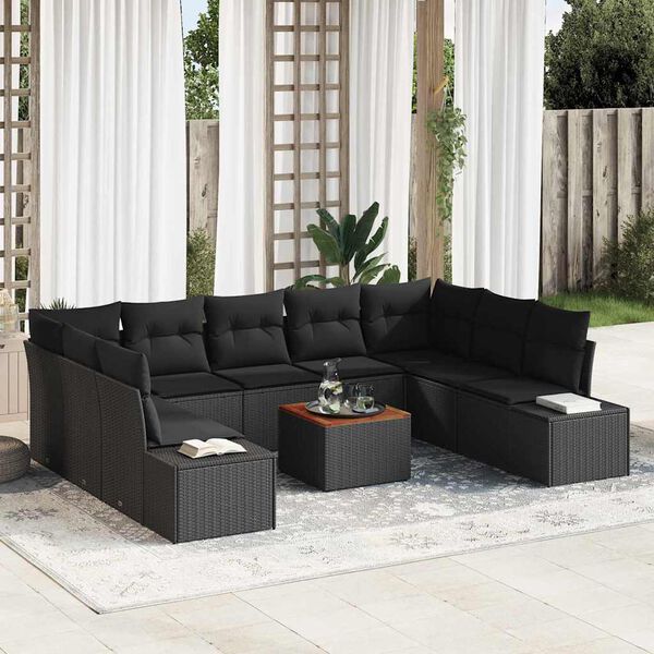 vidaXL Tuin Sofa Set 10 pcs Zwart