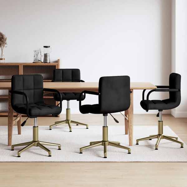 vidaXL Eetkamerstoel draaibaar 4 st fluweel zwart