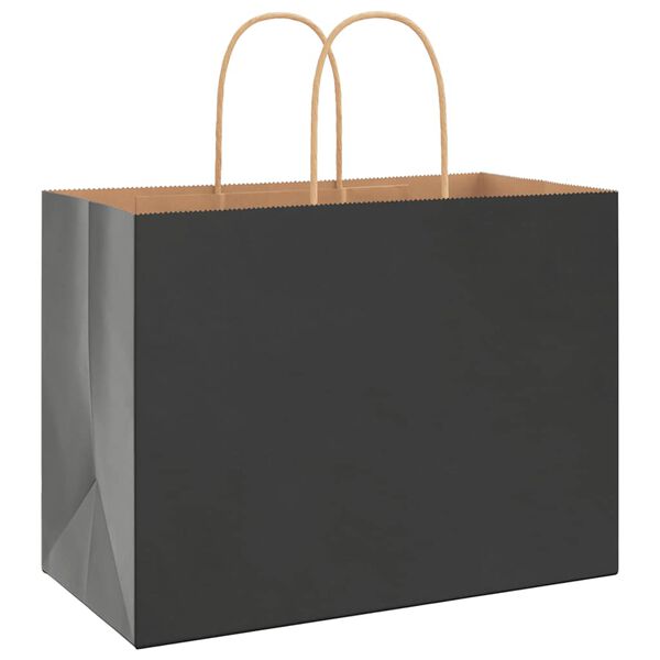vidaXL Papieren zakken 50 st met hengsels 32x17x25 cm zwart