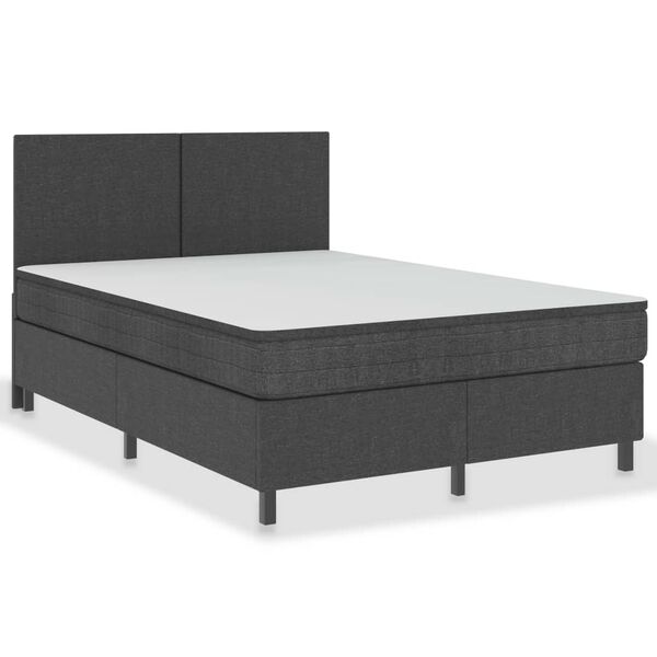 vidaXL Boxspring stof donkergrijs 160x200 cm