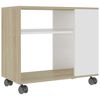 vidaXL Bijzettafel 70x35x60,5 cm bewerkt hout wit en sonoma eikenkleurig