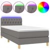 vidaXL Boxspring met matras en LED stof donkergrijs 100x200 cm