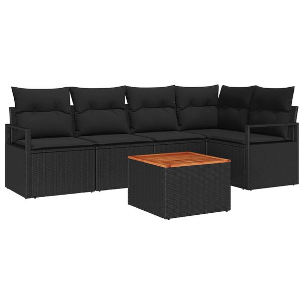 vidaXL Tuin Sofa Set 6 pcs Zwart