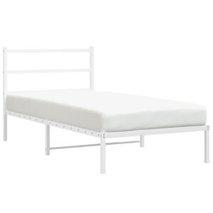 vidaXL Bedframe met hoofdbord metaal wit 107x203 cm