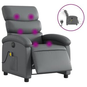 vidaXL Massagestoel verstelbaar elektrisch kunstleer grijs