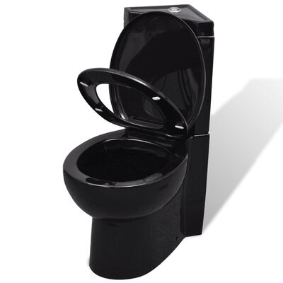 vidaXL Toilet hoekmodel keramisch zwart