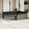 vidaXL 10-delige Loungeset met kussens poly rattan grijs
