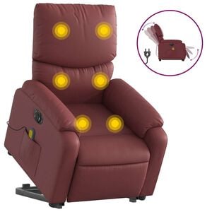 vidaXL Sta-op-massagestoel elektrisch kunstleer wijnrood