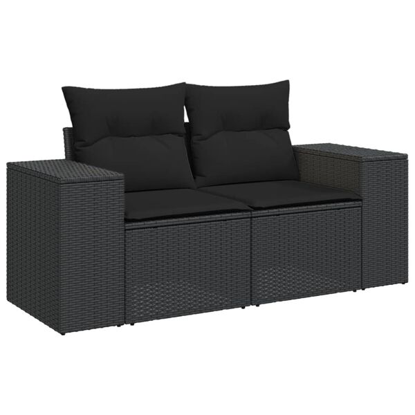 vidaXL 7-delige Loungeset met kussens poly rattan lichtgrijs