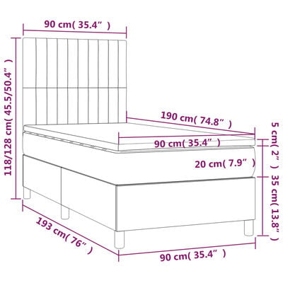 vidaXL Boxspring met matras fluweel zwart 90x190 cm